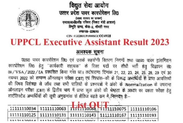 UPPCL Executive Assistant Result 2023