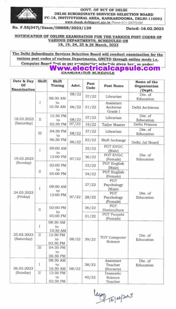 Dsssb Admit Card Download Exam Date Notice For Various Posts Dsssb Delhi Gov In